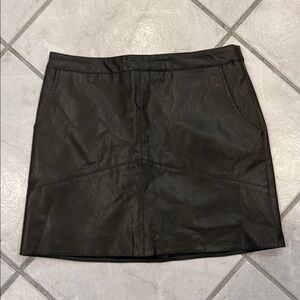 Olive green Leather Skirt